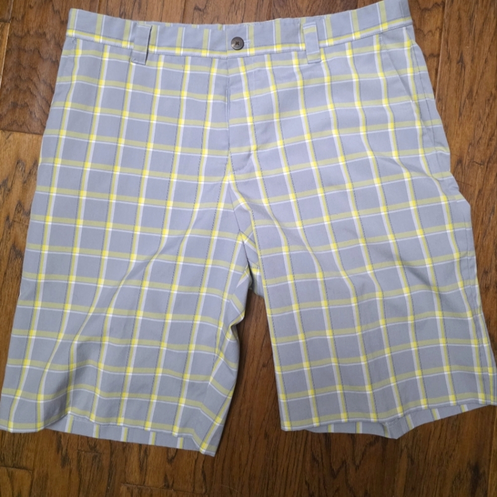 Adidas Gray and Yellow Flat Front Shorts sz 36